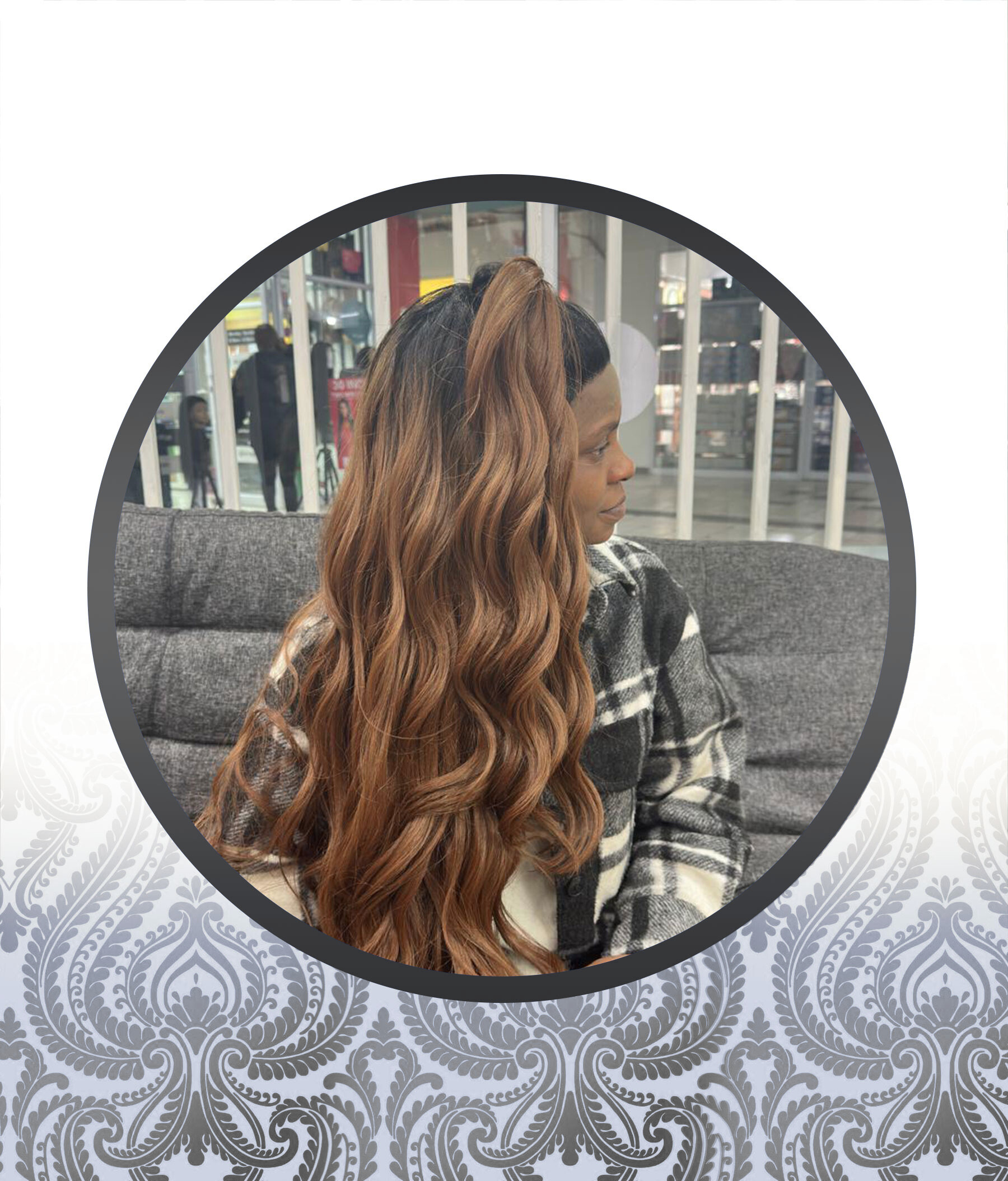 40" Ombre-Brown Bodywave Human HairBlend Glueless Frontal Wig