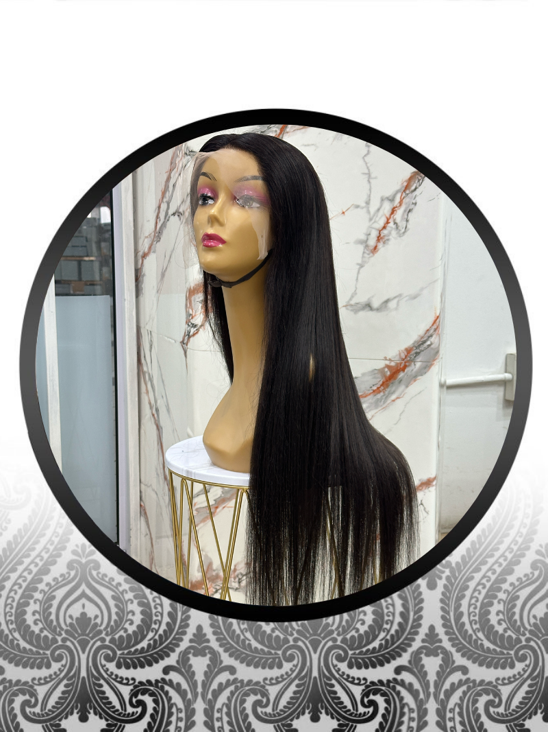 30″ Straight Human HairBlend Glueless Lace Frontal